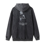 Men Hoodie Printing Distressed Wash Hooded Pullover Loose