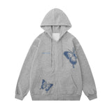 Men Hoodie Butterfly Paste Cloth Embroidery Hooded Jacket