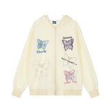 Men Hoodie Butterfly Paste Cloth Embroidery Hooded Cardigan Sweater