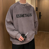 Men Hoodie Suede Sweater Men's Spring Printed Loose Casual Clothes Retro