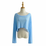 Women T-Shirt Loose Long Sleeve Short Top round Neck