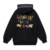 Men Hoodie Outline Inkjet Graffiti Letters Printed Hoodie
