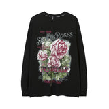 Men Long Sleeve Shirt Rose Printed Long Sleeve T-shirt Men's and Women's Ins Sweater