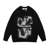 Men Hoodie Figure Printed Crew Neck Sweatshirt Loose Long Sleeve Pullover Casual Top Autumn