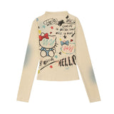 Women Long Sleeve T-Shirt Printed Long Sleeve T-shirt for Women Autumn Leisure Distressed