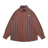 Men Long Sleeved T Shirt Vertical Striped Long Sleeve Shirt Outer Wear Men's Spring and Autumn Loose Casual