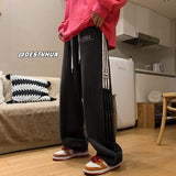 Men Sweatpants Striped Sweatpants Men's Straight Wide-Leg Pants