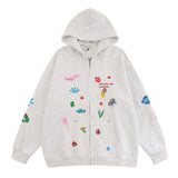 Men Hoodie Embroidered Sweater Coat Men's Spring and Autumn Loose Casual Long Sleeves