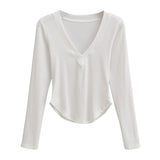 Women T-Shirt Spring and Autumn Curved Long-Sleeved T-shirt