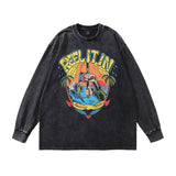 Men's Long Sleeve Shirt Printed Long-Sleeved T-shirt Men's and Women's Hiphop Preppy Style Distressed Top