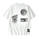 Men's T Shirt Short-Sleeved T-shirt Men's and Women's High Street Loose round Neck Print