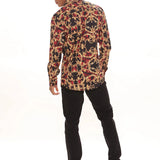 Men Shirt Autumn Printed Long Sleeve Slim Fit Men's Shirt