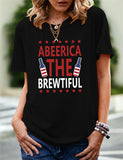 Women's Independence Day T Shirt Pattern Printed Short-Sleeved T-shirt