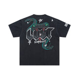 Lost Intricacy T-Shirt Medusa Snakehead Print Short Sleeve Wash