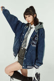 Unisex Jacket Autumn Washed Denim Hooded Jacket Women's Clothing