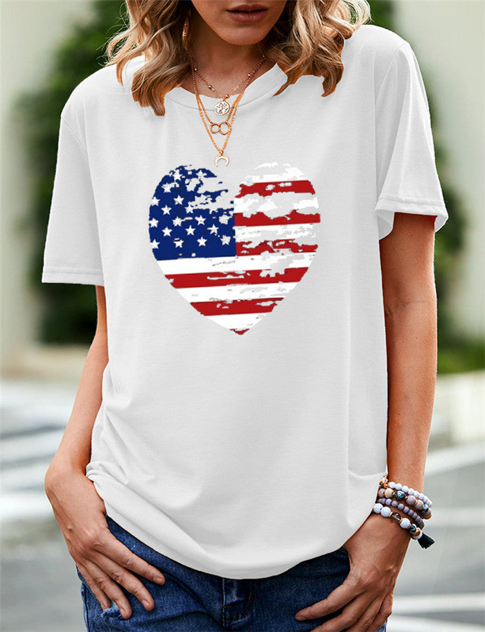 Women's Independence Day T Shirt Pattern Printed Short-Sleeved T-shirt