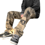 Men Sweatpants Retro Loose Straight Camouflage Casual Trousers