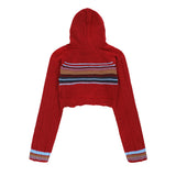 Women Sweater Short Hood Knitted Girls' Fall Color-Blocking Sweater