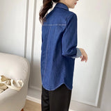 Women T-shirt Denim Shirt Women's Autumn and Winter Shirt Top