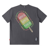 Men T Shirt Street Retro Printed Men and Women Couple Summer Short Sleeve T-shirt