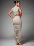 Women Co-Ord Set Women's Slim Fit Pleated Elegant Dress Suit