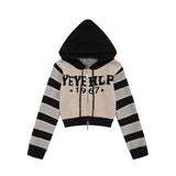 Women Sweater Short Hood Knitted Autumn Casual Zipper Sweater
