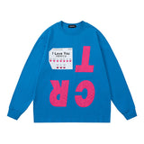 Men Long Sleeve Shirt Graffiti Long Sleeve T-shirt Retro Loose Long Sleeve Men and Women