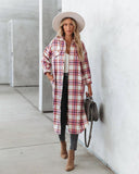 Plaid Trench Coat Spring and Autumn Women's Long Sleeve Plaid Printed