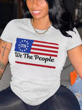 Women Independence Day T Shirt Summer Letter Print Casual Short Sleeve