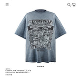 American vintage street T-shirt pure cotton men's and women's summer loose
