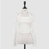 Women's Long Sleeve Shirt Autumn Top Women's Drawstring Short Long Sleeve
