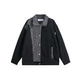 Unisex Jacket Autumn Color Contrast Patchwork Brushed Coat Women's Clothing