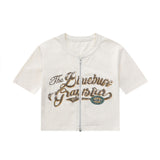 Women T-shirt Letter Printed Short T-shirt Casual round Neck