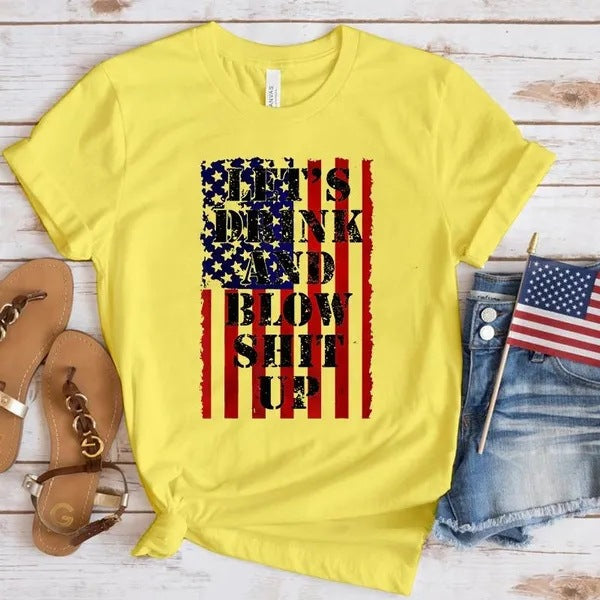 Women's Independence Day T Shirt round Neck Short Sleeve T-shirt Women's Top