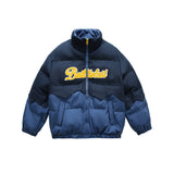 Unisex Sweater Winter Contrast Color Affixed Cloth Embroidered Cotton-Padded Coat