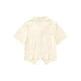 Women T-shirt Polo Collar Short Sleeve T-shirt Girls Summer Casual Top