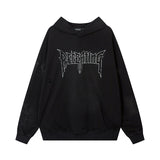 Unisex Vintage Hoodie Embroidery Washed Old Pullover