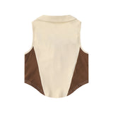 Women Vest Polo Collar Lace Color Block Vest Women's Summer Sleeveless Top