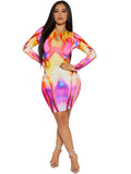 Women Dresses Women's Autumn Fashion Printed Long Sleeve Dress