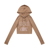Women Long Sleeve T-Shirt Hooded Long Sleeve T-shirt Women's Spring and Autumn High Street Pullover