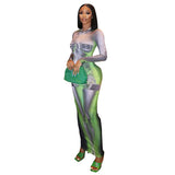 Woman Dresses Women's Spring round Neck Long Sleeve Printed Dress