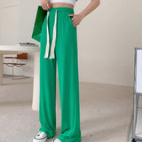 Palazzo Pants High Waist Drooping Ice Silk Wide-Leg Pants Women's Loose All-Matching Straight Casual