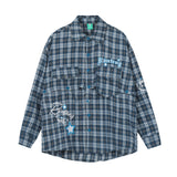 Women Long Sleeve Shirt Women's Plaid Long Sleeve Shirt Autumn Embroidery Short Shirt Coat