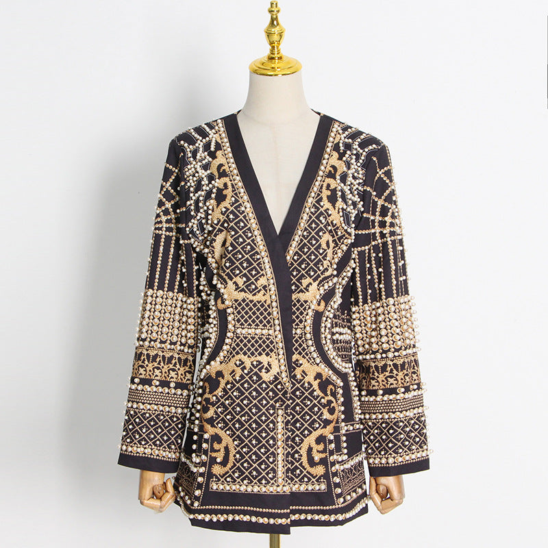 Frankie Shop Hourglass Blazer Vintage Bubble Beads Women's Printed Wear Coat