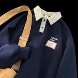 Men Hoodie Vintag Sweater Men's Spring and Autumn Loose Polo Shirt Couple