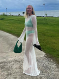 Women Sweater Dress Knitted Polo Long Skirt Sun Protection Dress Women