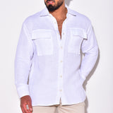 Men's Shirt Cotton Cardigan Front Pocket