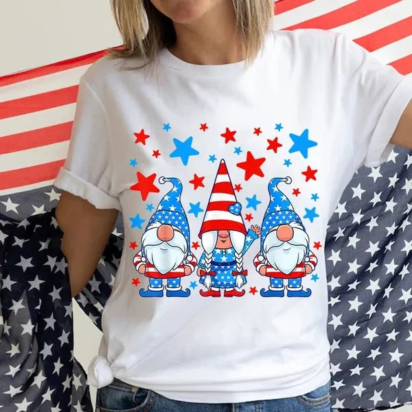 Women's Independence Day T Shirt round Neck Short Sleeve T-shirt Women's Top
