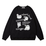 Men Hoodie Cartoon Kitten Printed Crew Neck Sweatshirt Boys
