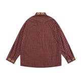 Men Long Sleeved T Shirt Fine Plaid Long Sleeve Shirt Menswear Fashion Brand Loose Casual Polo Collar Outer Shirt